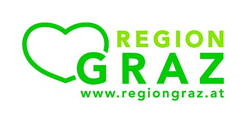 Grüner Herzumriss mit 'Region Graz' und Website-URL