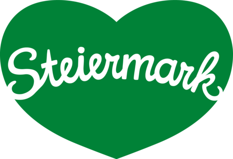 Green heart logo with the word Steiermark in white script